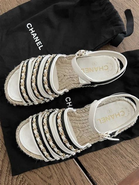 chanel black and white espadrilles price|authentic Chanel espadrilles.